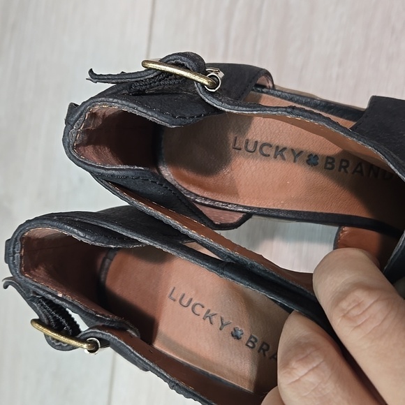 Lucky Brand Women Barimo  Ankle Leather Barimo Boots open toe sz 7M - Picture 6 of 8